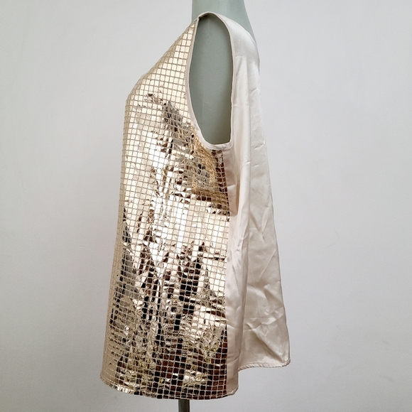 Russell Kemp ivory and gold lamé reversible top - Picture 6 of 9